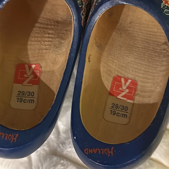 Wooden clogs shoes HOLLAND blue windmill flowers 29/30 kids 11.5 12 - Picture 5 of 9